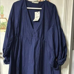 Navy Blue V-Neck Dress